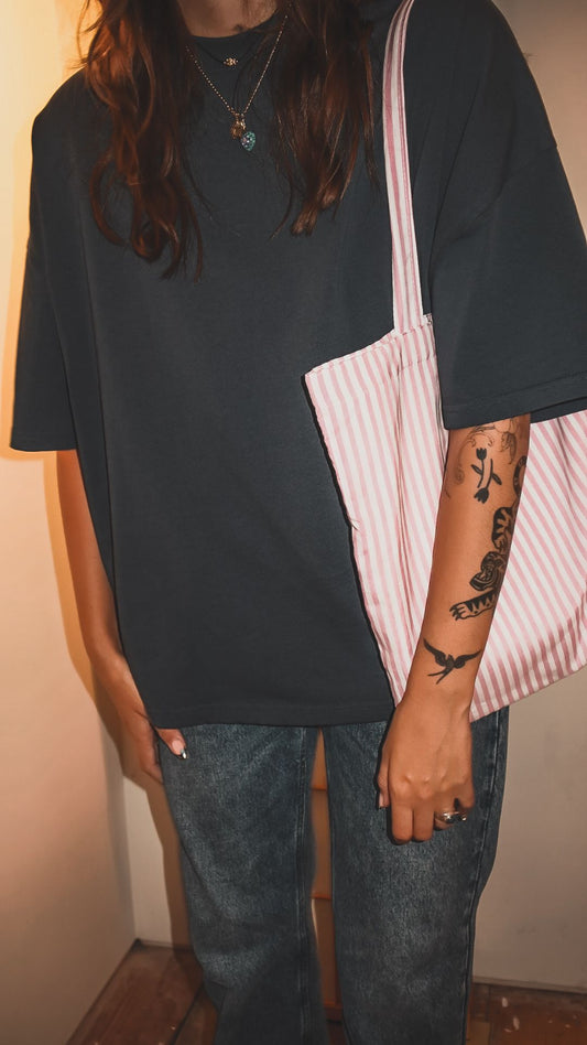 Minimal Vibes - Pink Striped Tote