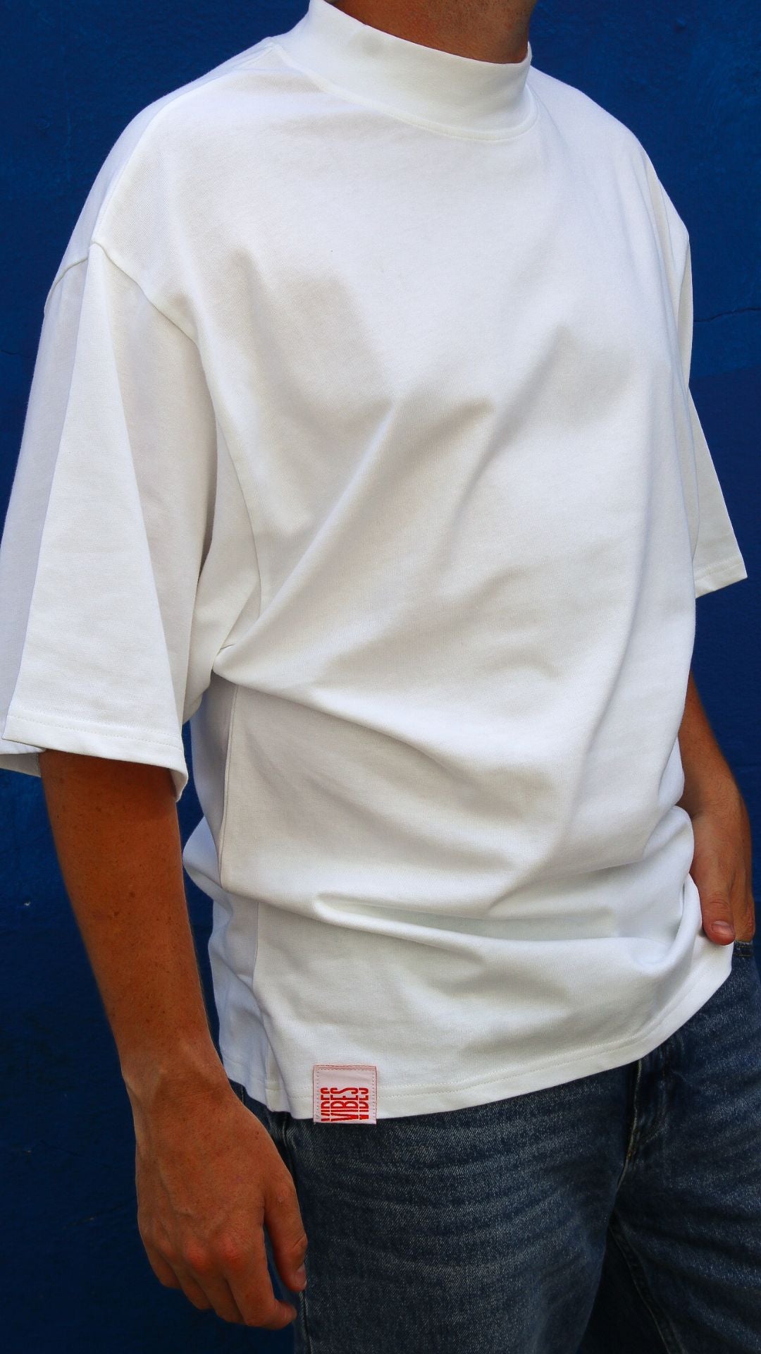 Minimal Vibes - Oversized Mock Neck T-Shirt
