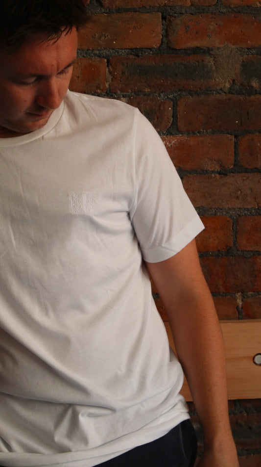 Minimal Vibes - White Embroidered T-Shirt