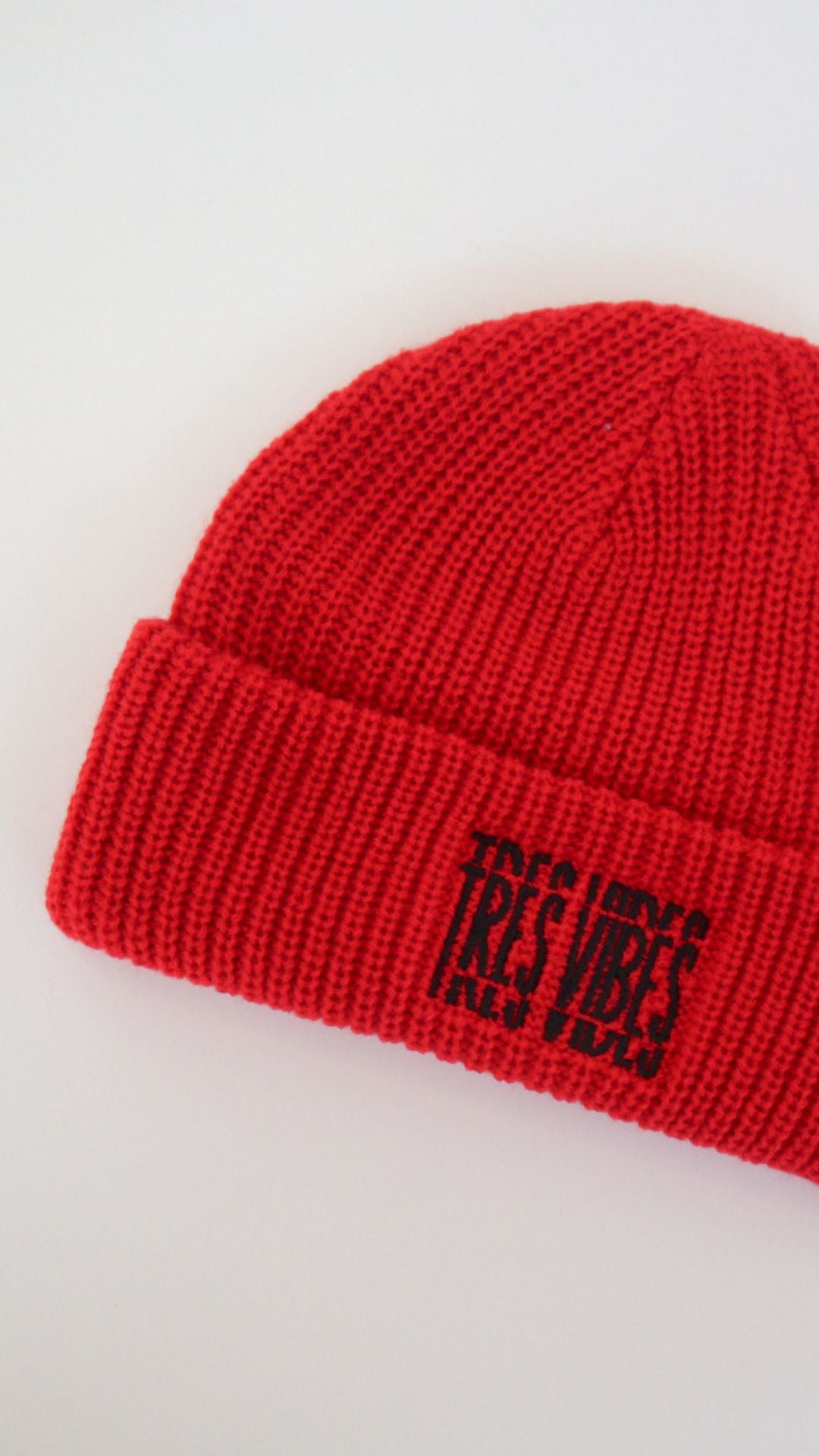 Tres Vibes - Knit Beanie Black Embroidery