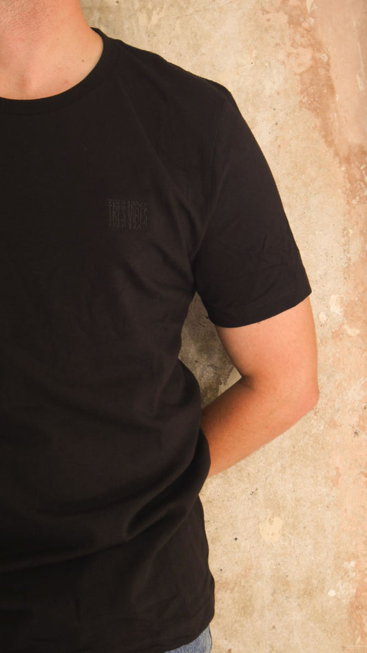 Minimal Vibes - Black Embroidered T-Shirt