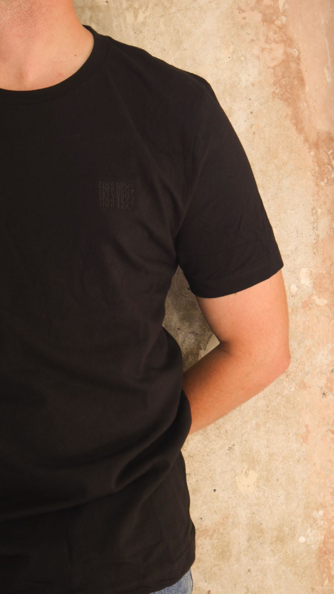 Minimal Vibes - Black Embroidered T-Shirt