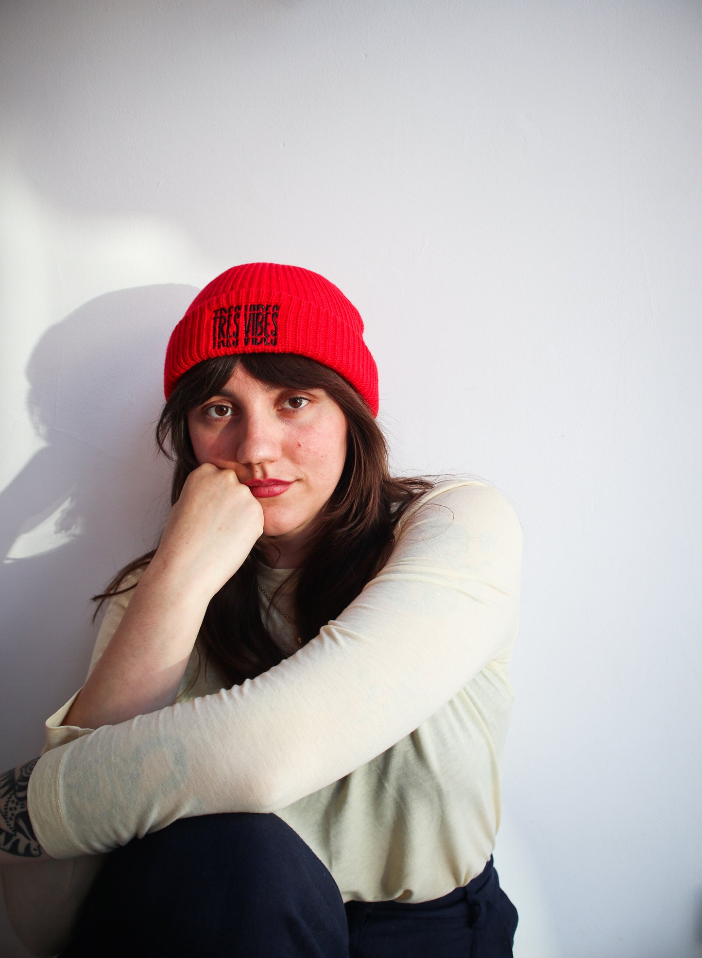 Tres Vibes - Knit Beanie Black Embroidery
