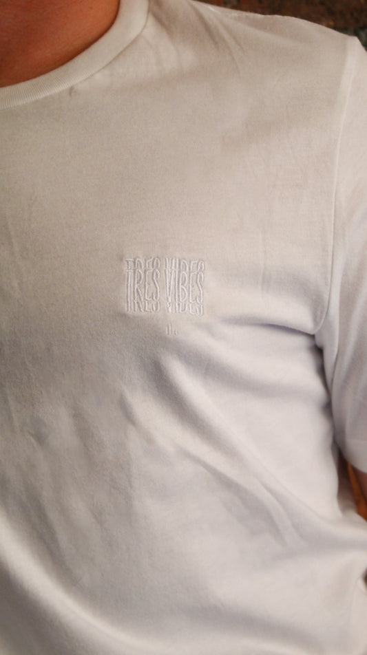 Minimal Vibes - White Embroidered T-Shirt