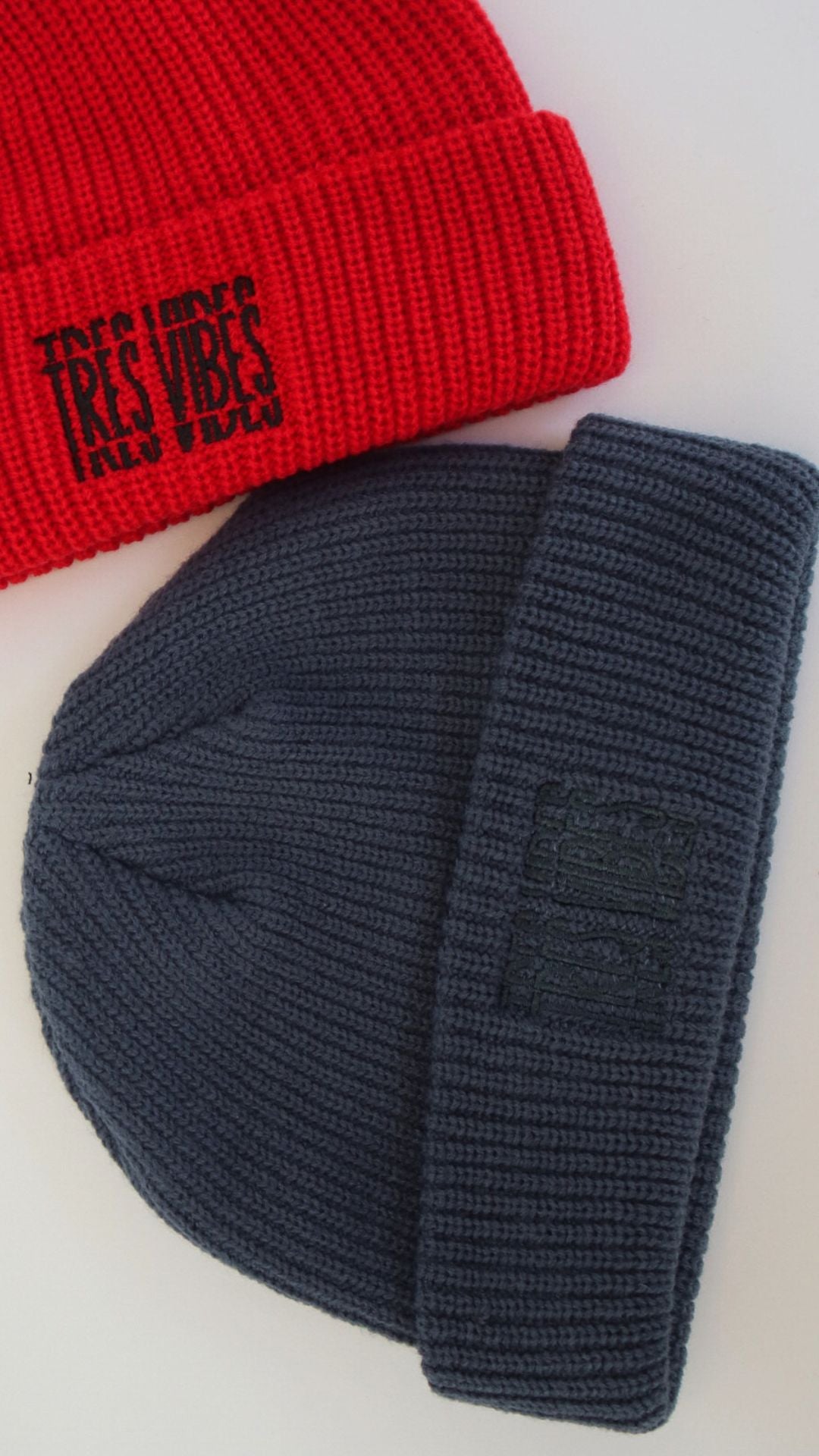 Tres Vibes - Knit Beanie Black Embroidery