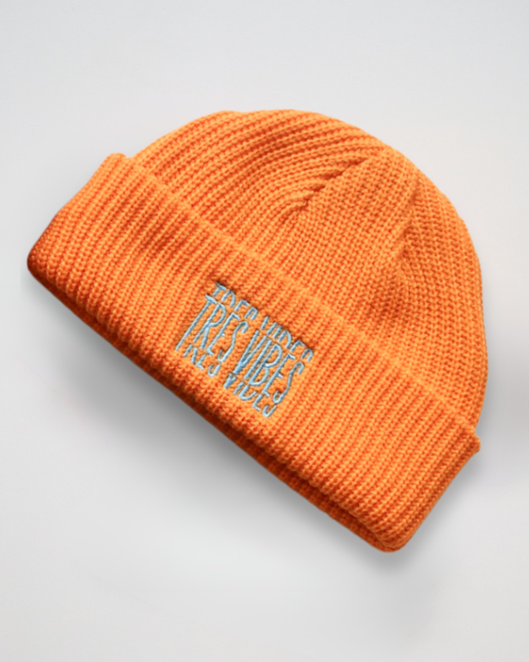 Tres Vibes - Knit Beanie Blue Embroidery