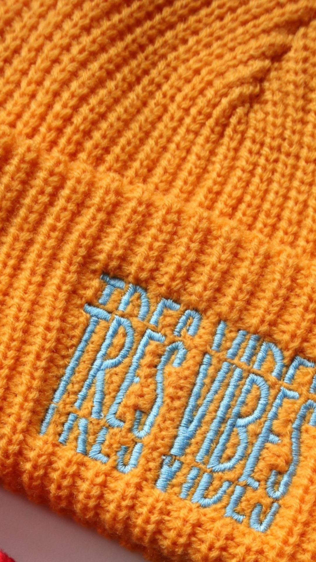 Tres Vibes - Knit Beanie Blue Embroidery